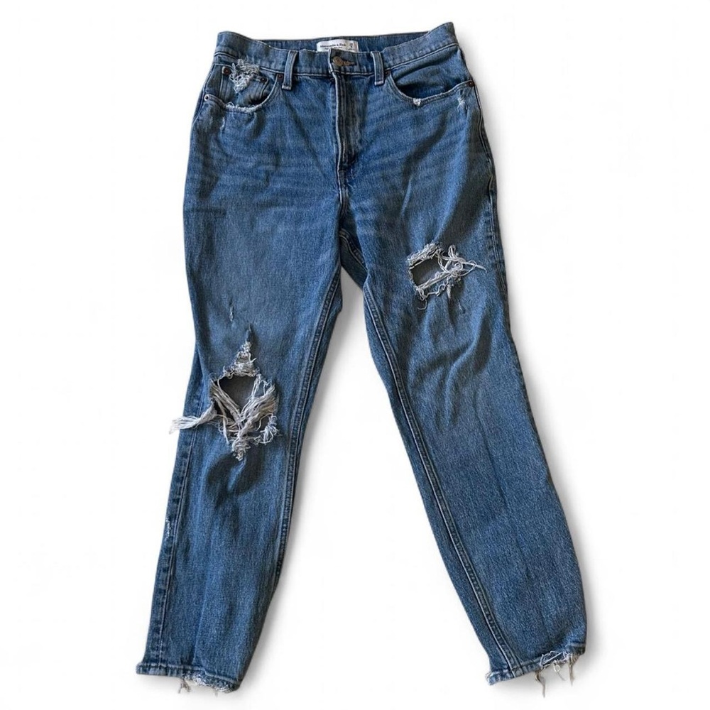 Abercrombie & Fitch Blue Distressed Boyfriend Jeans